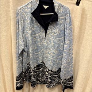 NWOT 2XL Crown & Ivy Blue and White Patterned Pullover